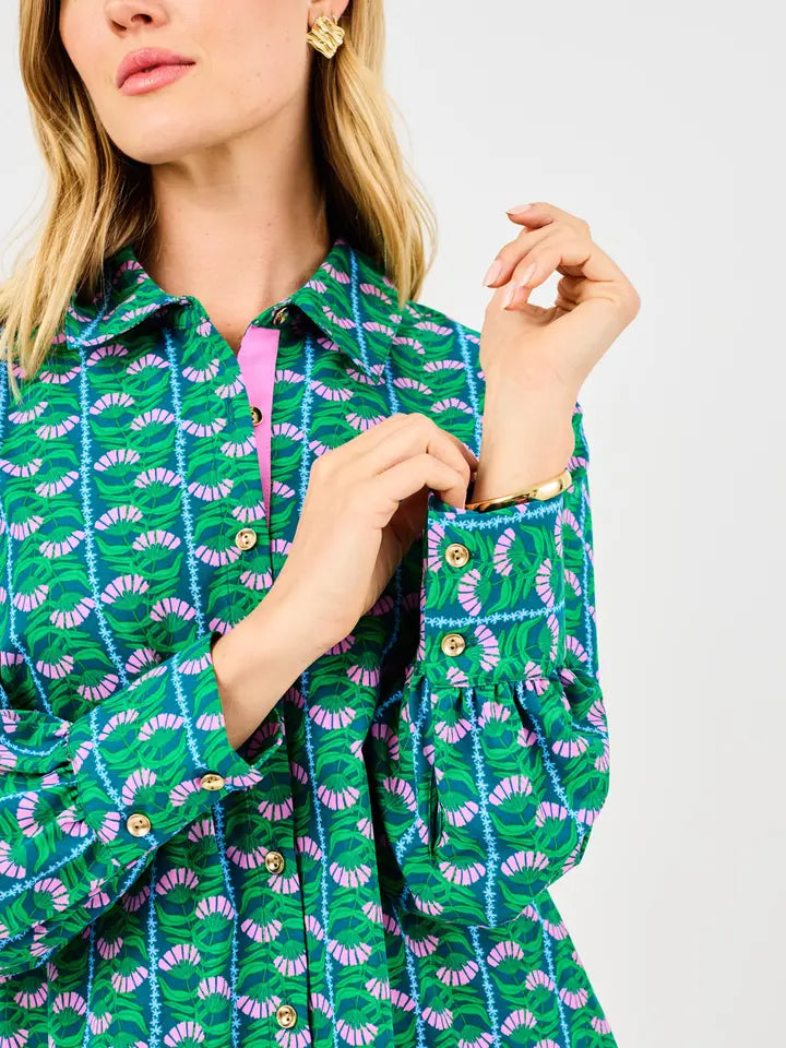 Green Honey Vines Green Fiona Dress Mary Square