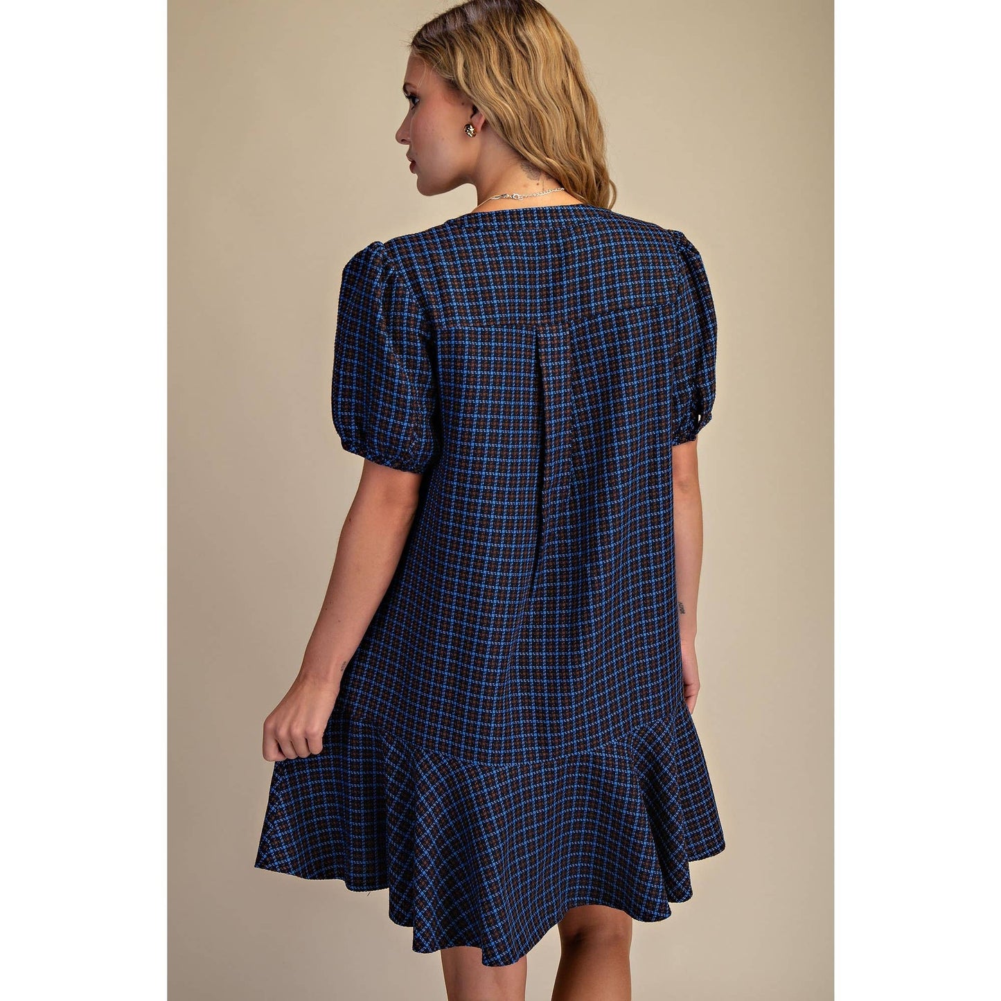 The Eliza V-Neck Flutter Mini Dress — Navy