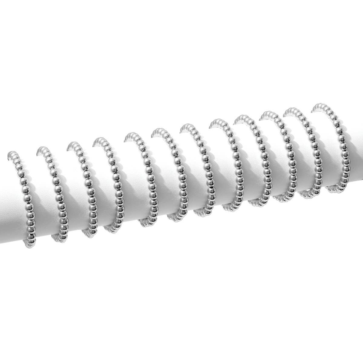 Bracelet Bar – 6mm Beaded (Silver)