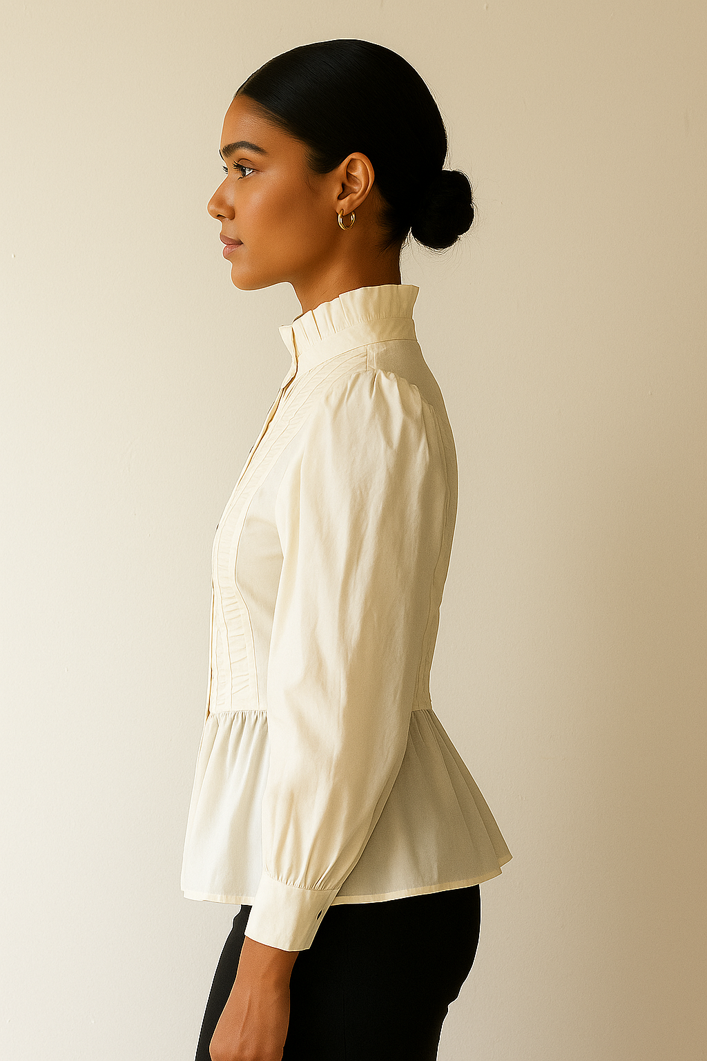 The Grace Pintuck Peplum Blouse Entro