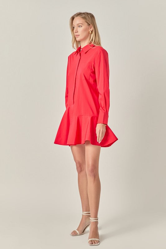 A-Line Short Sleeve Shirt Dress English Factory