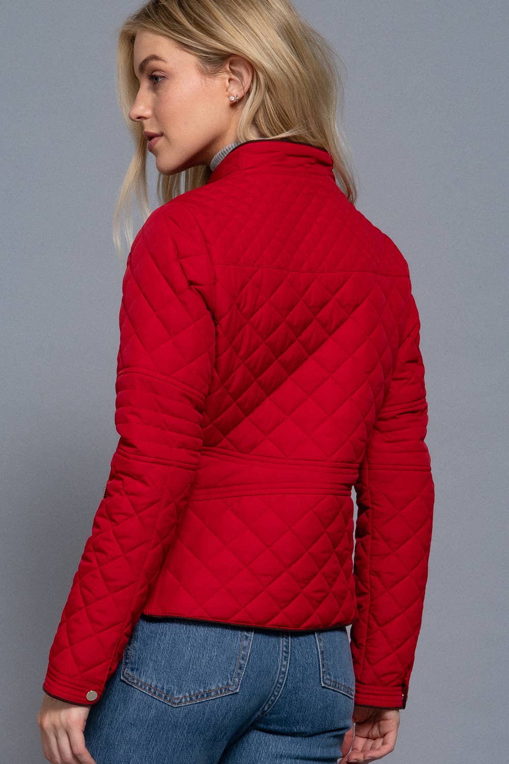 Addison Suede-Piped Quilted Jacket