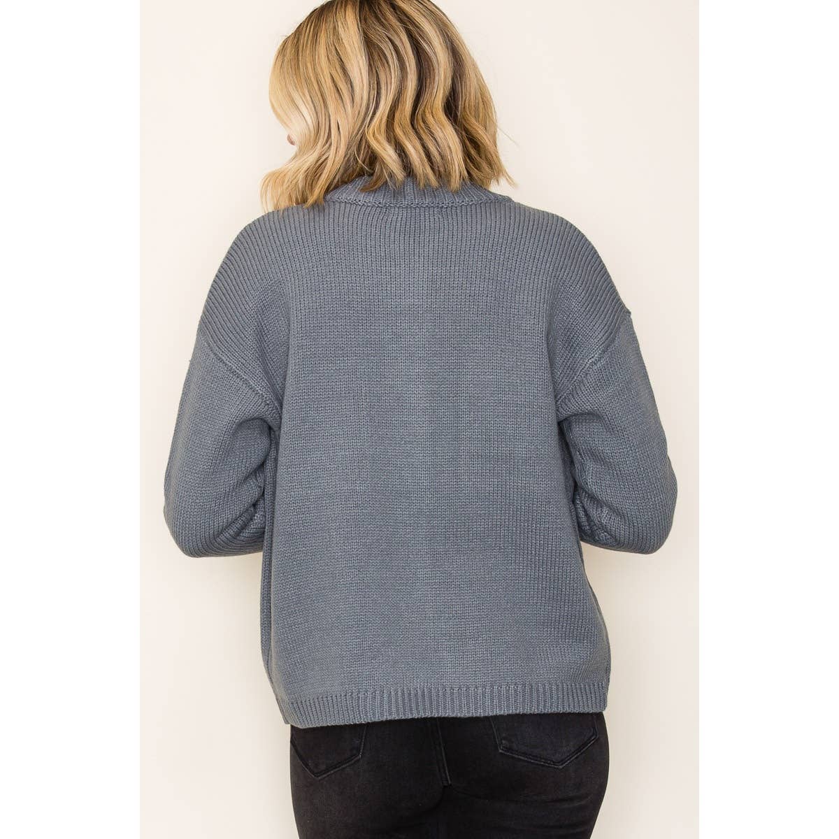 Margot Mock-Collar Button-Down Sweater Cardigan (Dusty Jade)