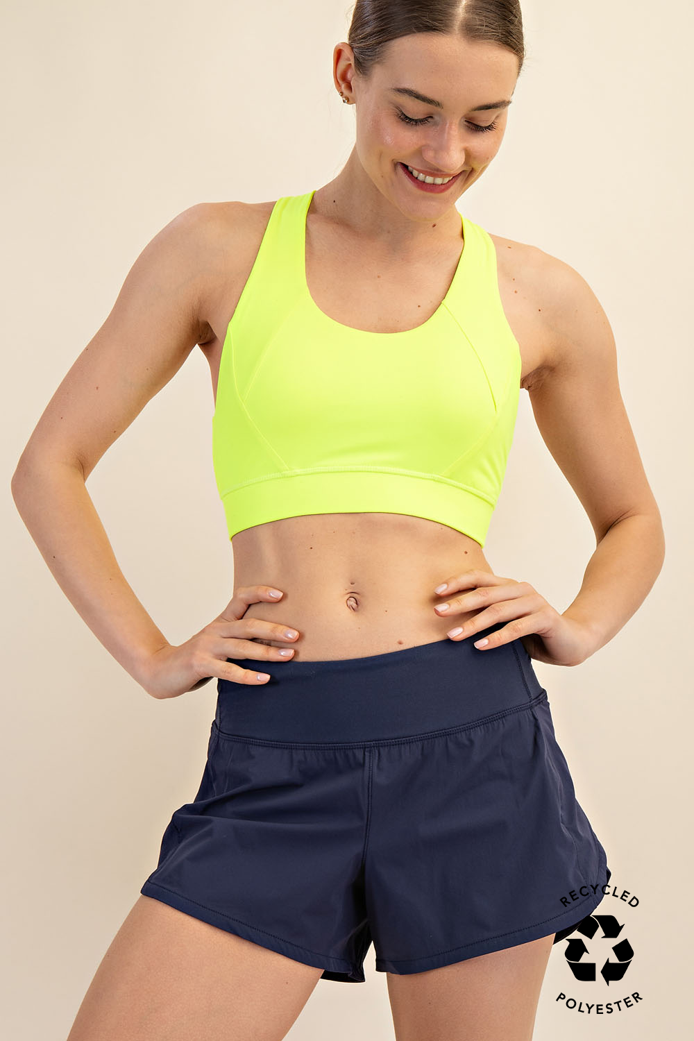 Gray and black Rae Mode Fresh Start 2-in-1 active shorts with breathable fabric and adjustable waistband for workout comfort.