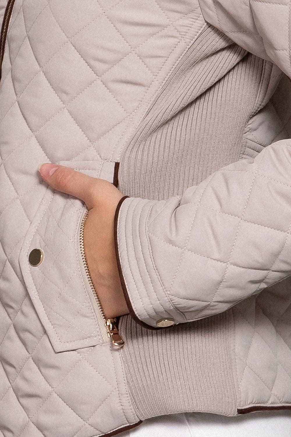 Addison Suede-Piped Quilted Jacket
