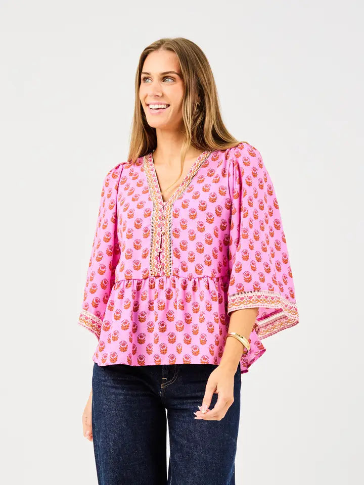 The Monroe Floral Foulard Top Mary Square