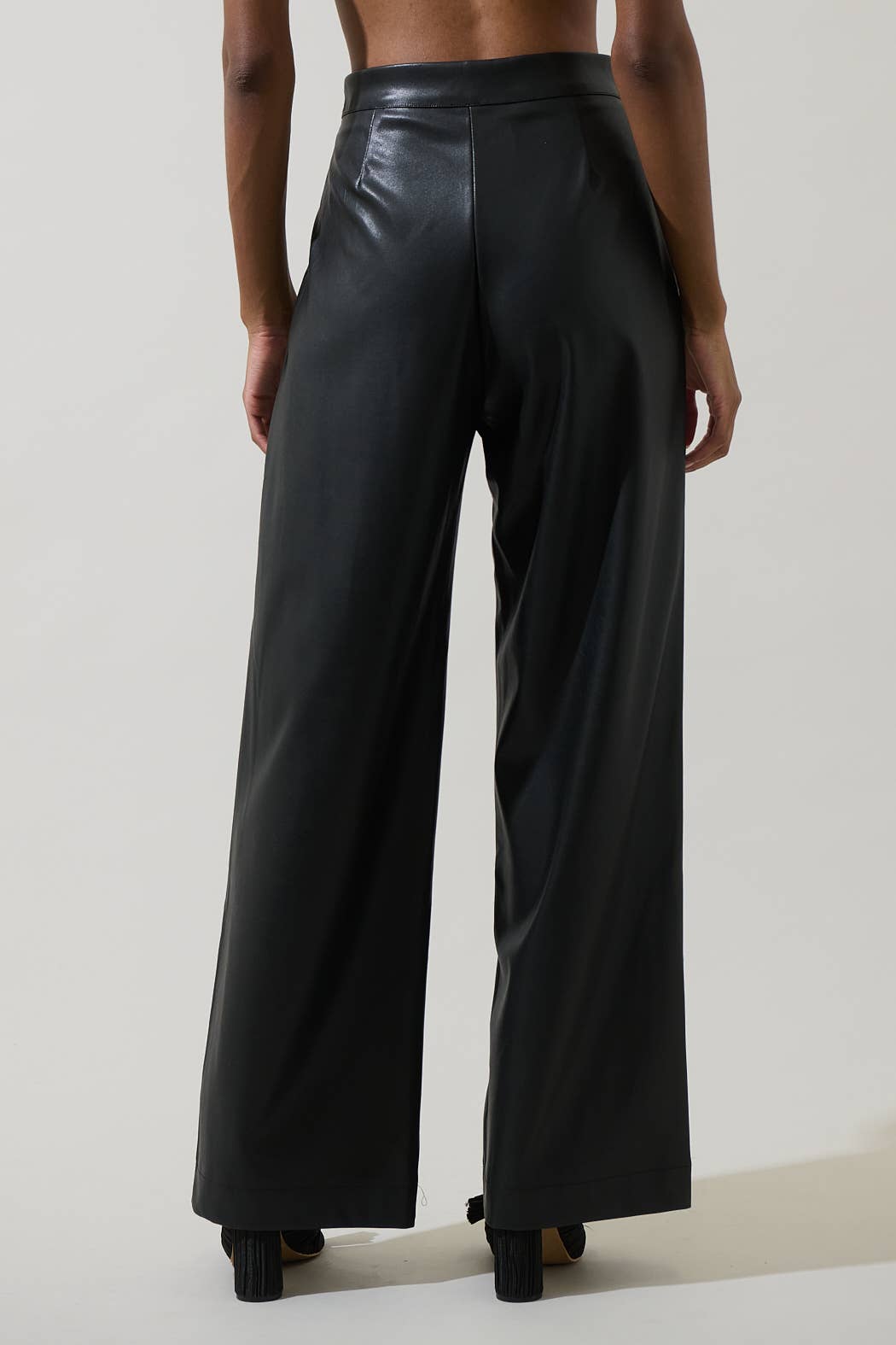 Anisa Leather Bern Wide-Leg Pants – Black
