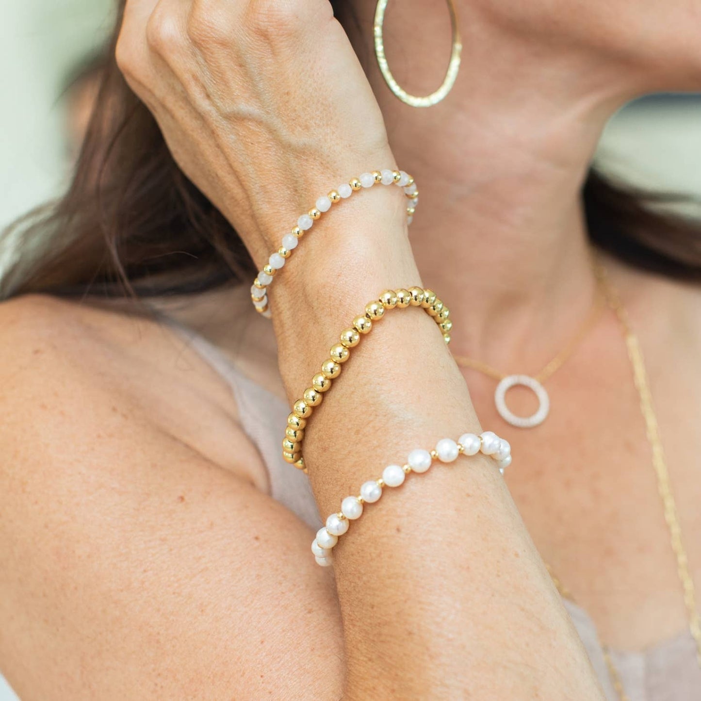 Bracelet Bar – 6mm Beaded (Silver)