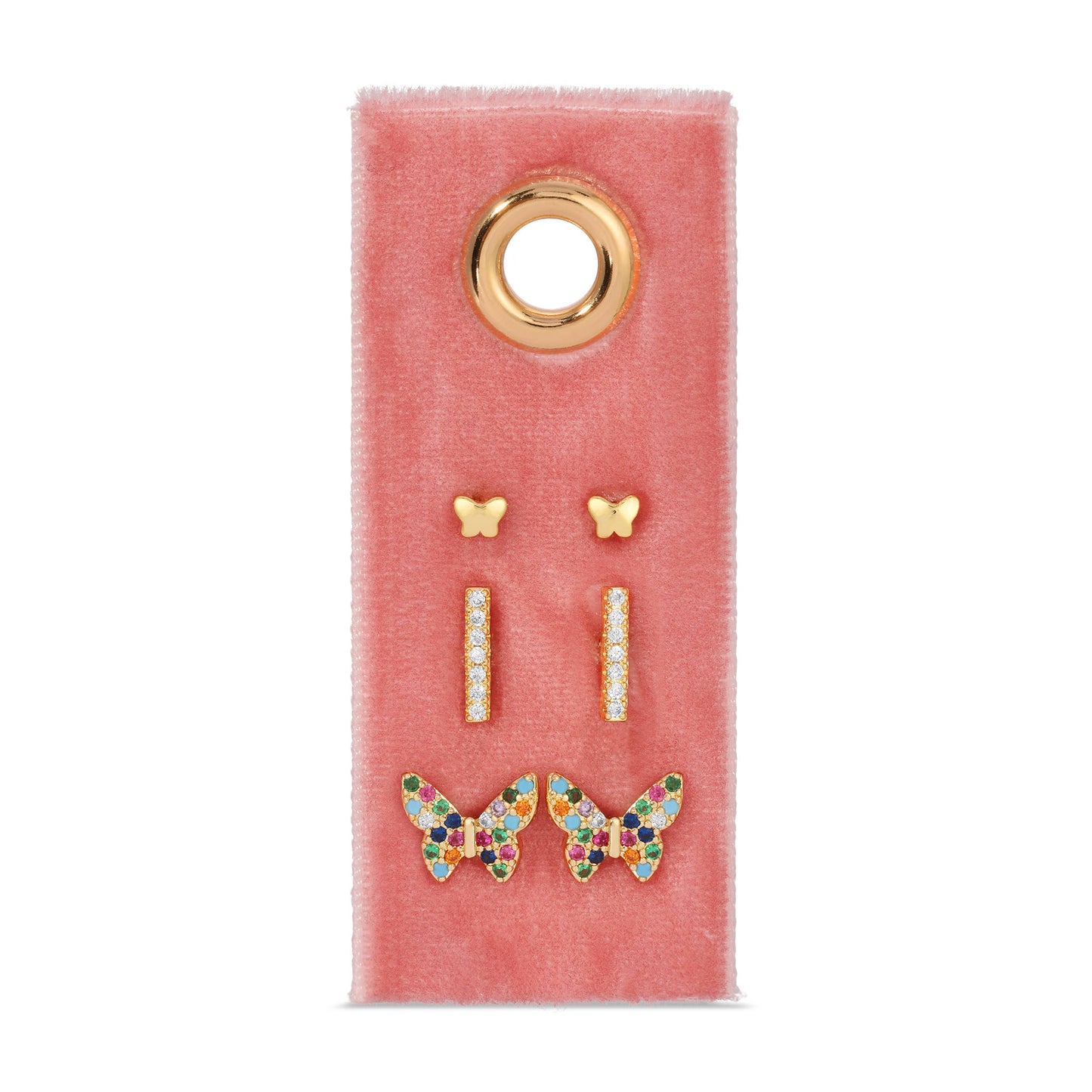 Butterfly Velvet Stud Gift Set (Multi)