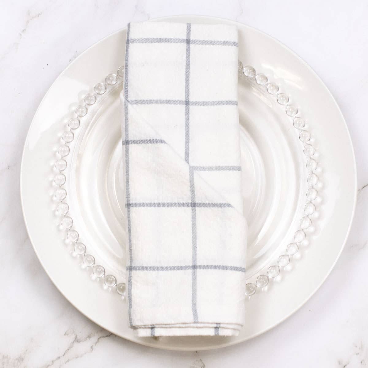 Mason Cloth Napkin – White/Gray