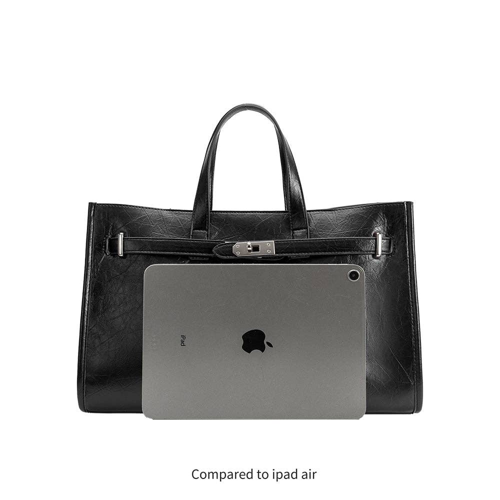 Sutton Black Recycled Vegan Leather Tote