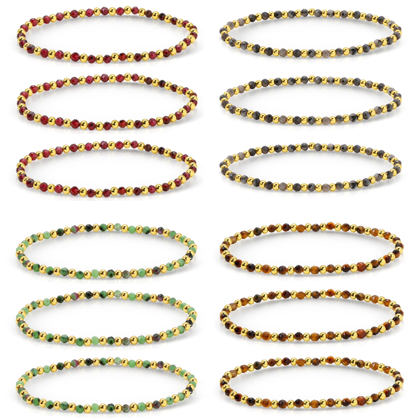 Bracelet Bar – Stretch Beaded w/ Stone Accents (Gold)