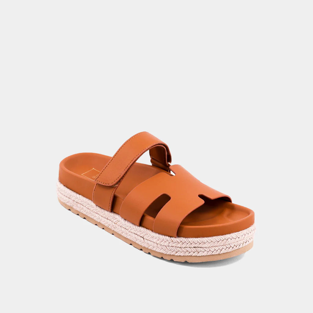 Izzy Jute Platform Slide (Camel) ShuShop