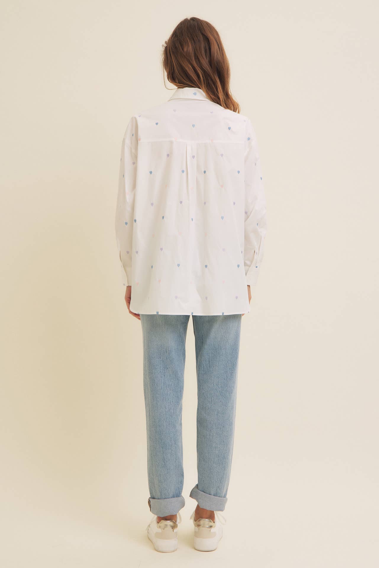 Full of Hearts Embroidery Button-Down Shirt