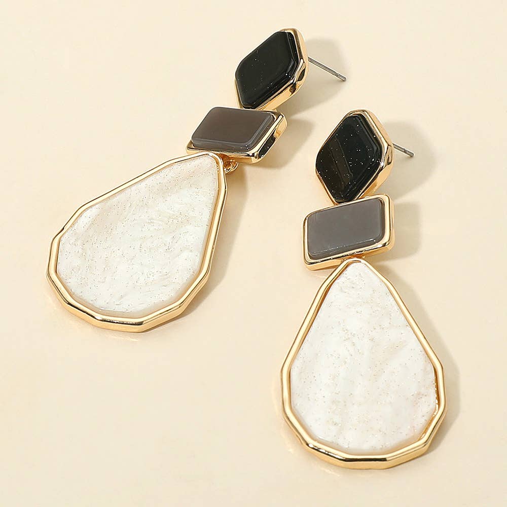 Noelle Geometric Resin Plate Drop Earrings