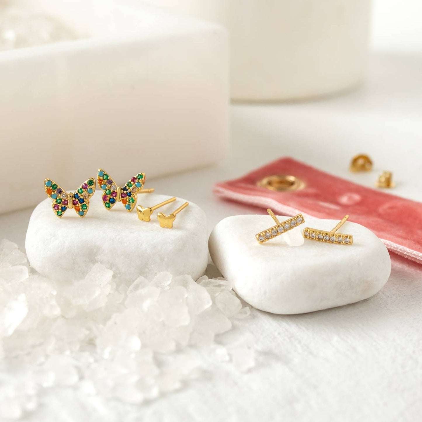 Butterfly Velvet Stud Gift Set (Multi)