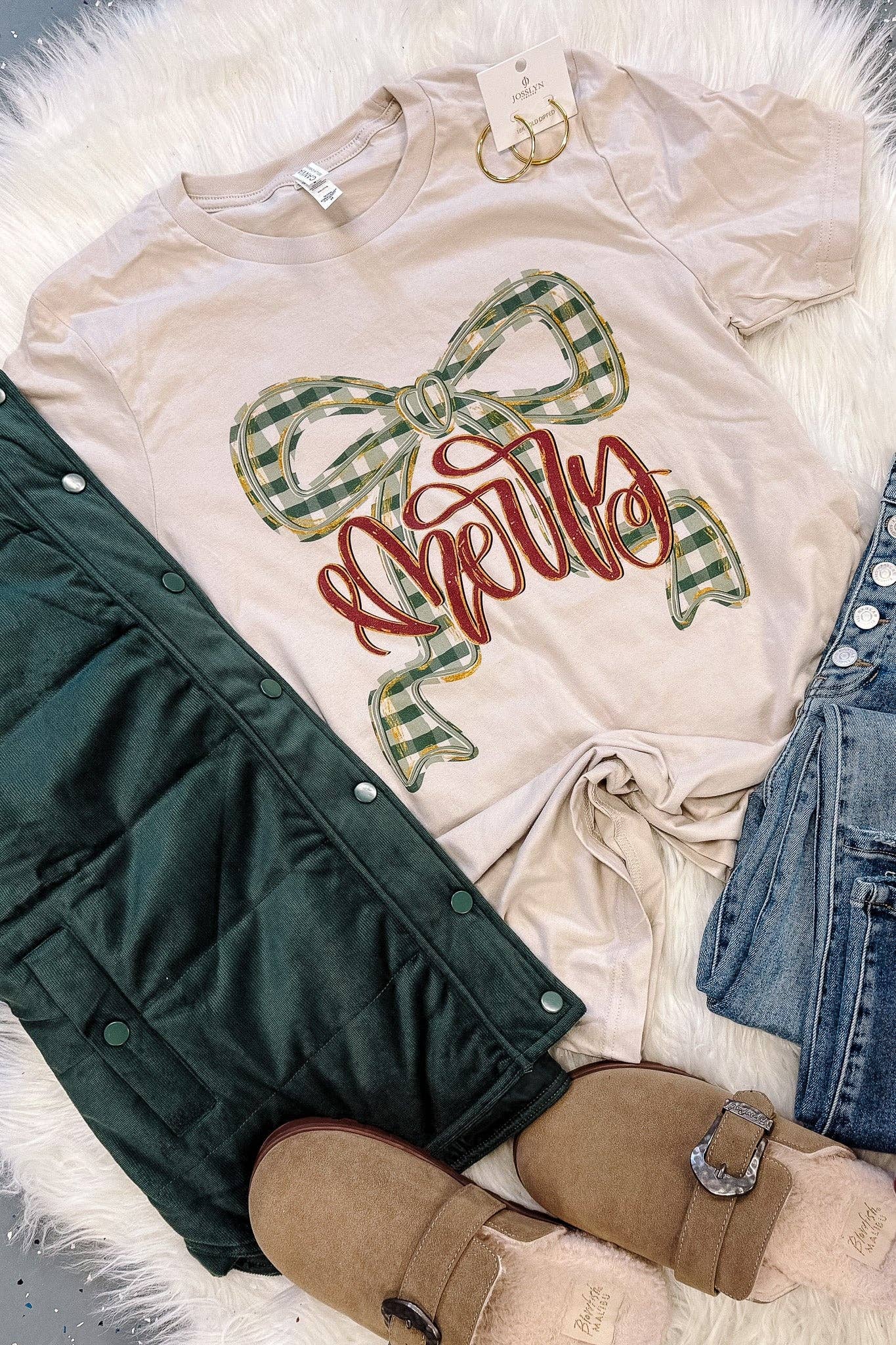 Merry Plaid Bow Graphic Tee