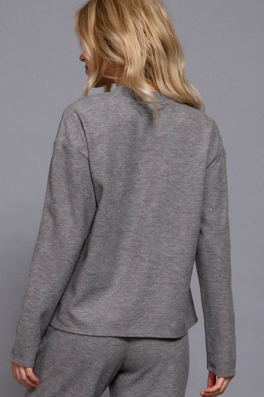 The Margot Soft Knit Lounge Top – Heather Grey