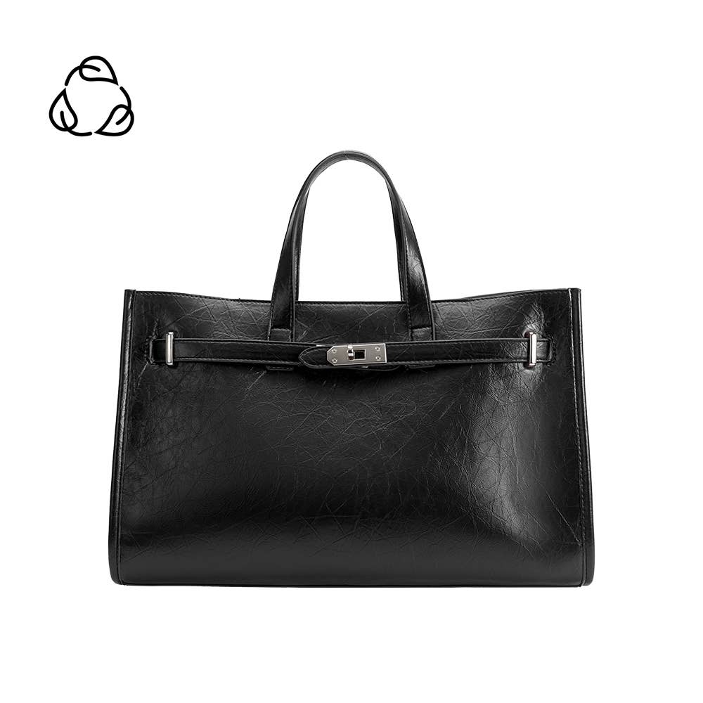 Sutton Black Recycled Vegan Leather Tote