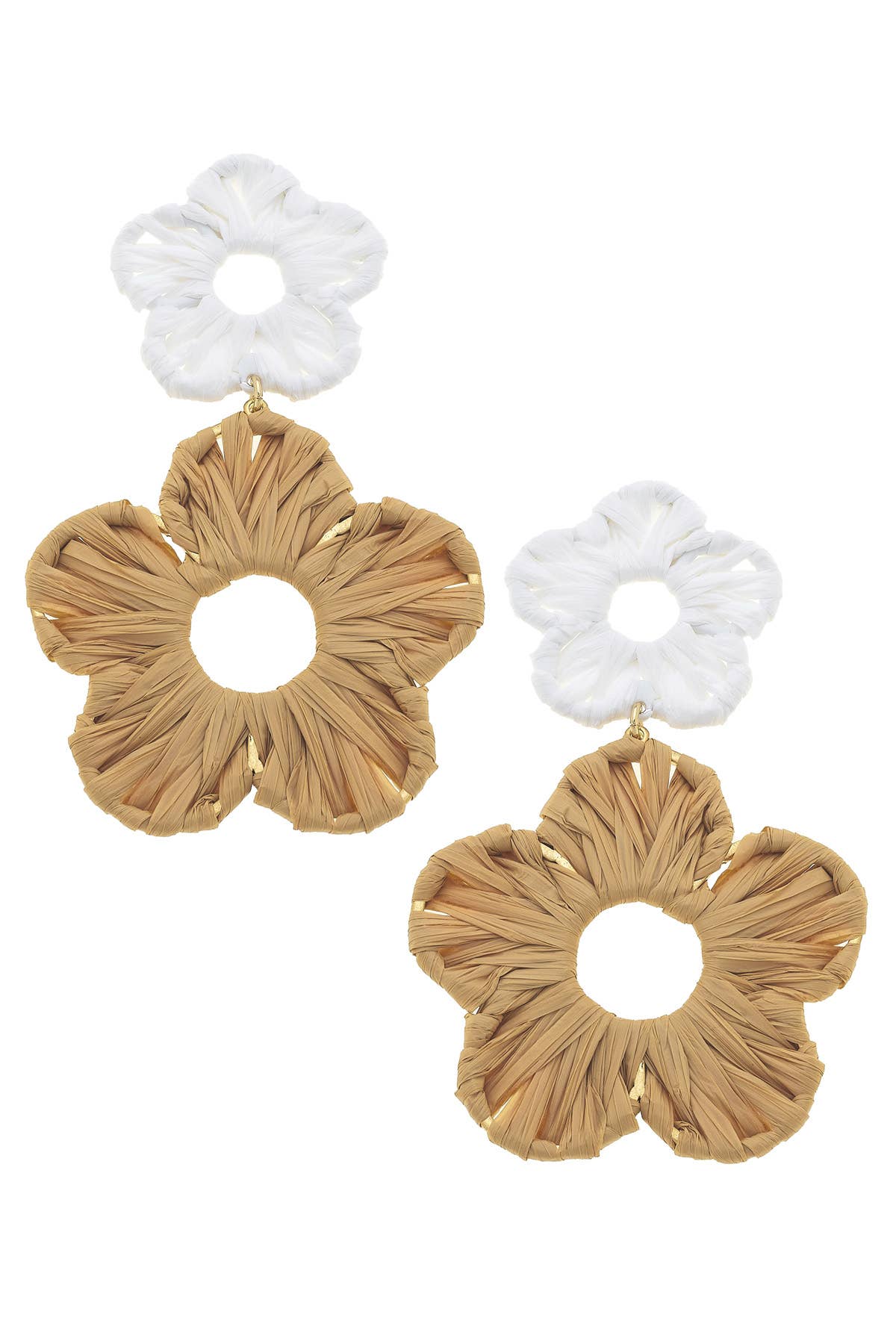 The Rosa Rattan Flower Statement Earrings