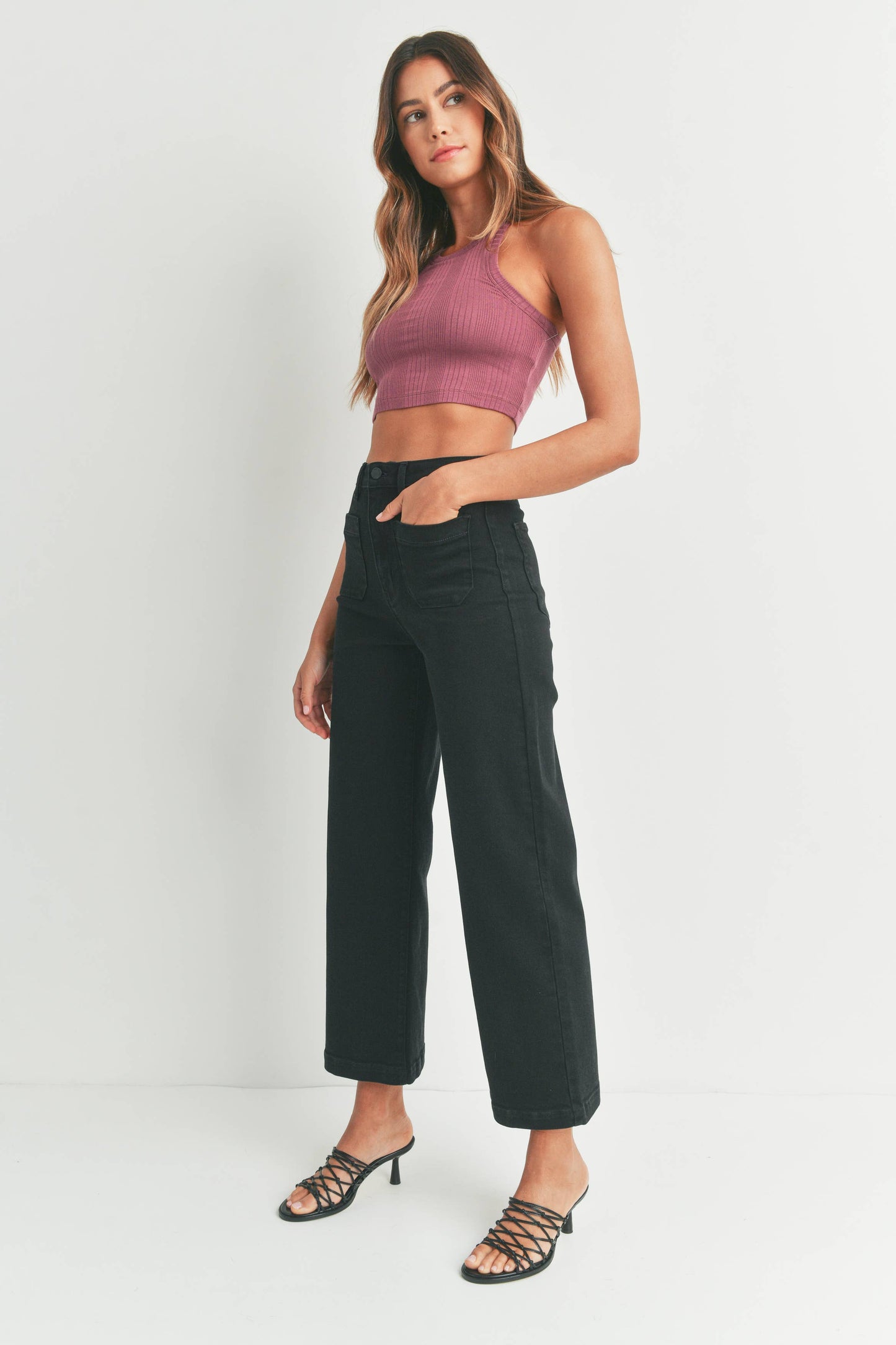 Caroline Jeans – Patch Pocket Wide Leg (Black)