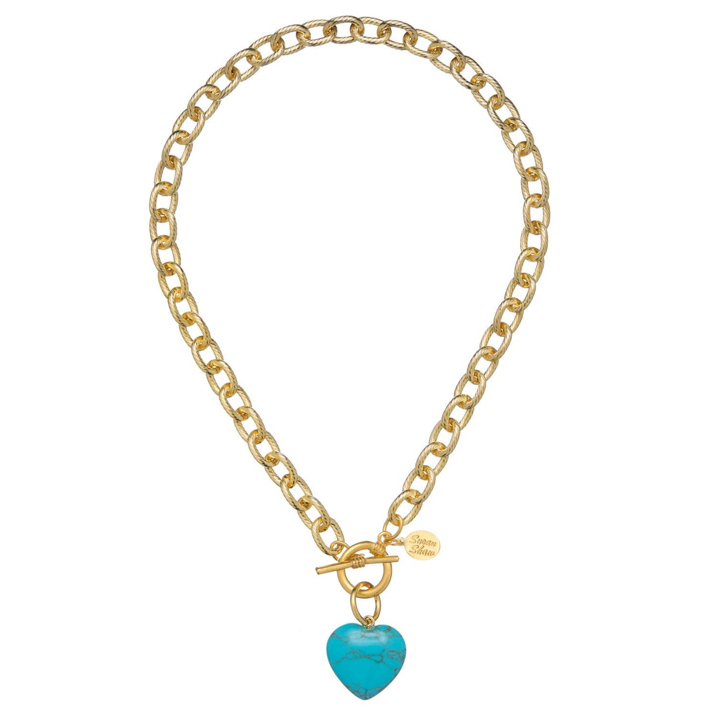 Susan Shaw Eleanor Heart Toggle Necklace featuring a heart-shaped pendant and toggle clasp on elegant jewelry chain.