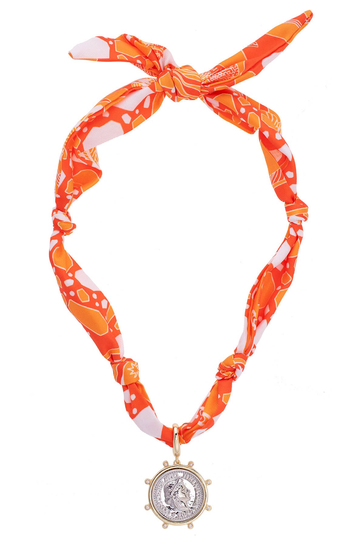The Clementine Studded Coin Scarf Necklace