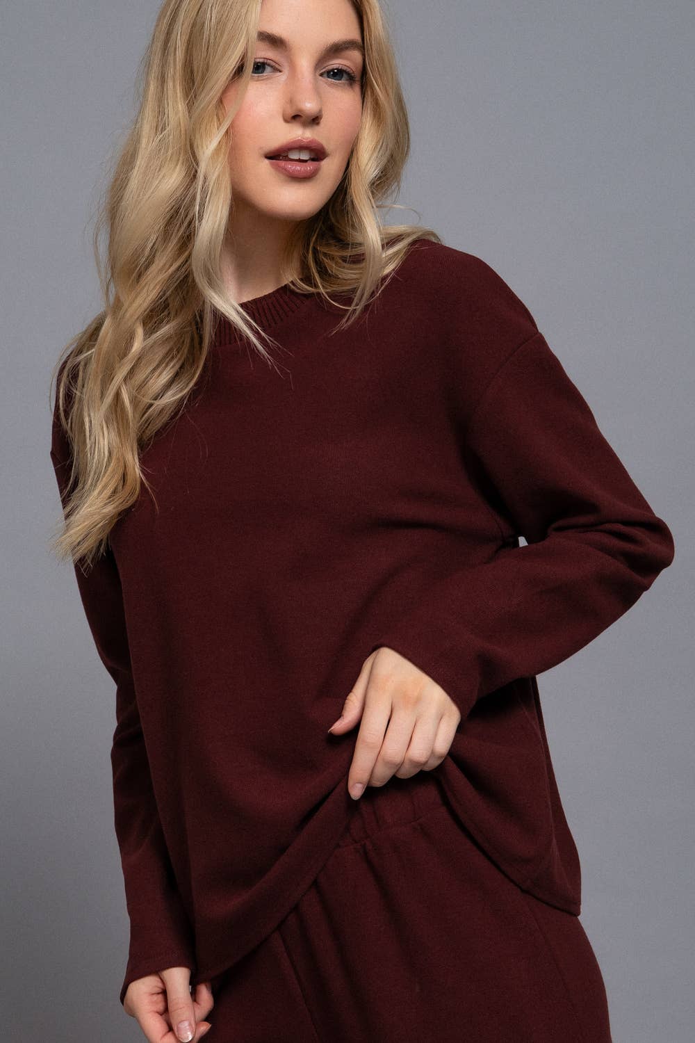 The Margot Soft Knit Lounge Top – Merlot