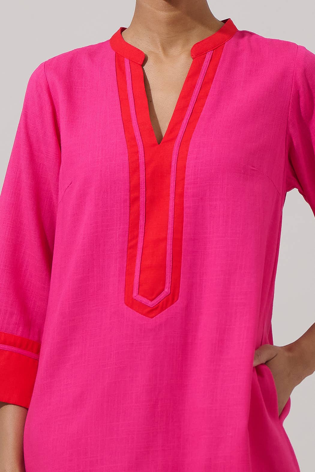 Allie Shift Linen Mini Dress – Fuchsia