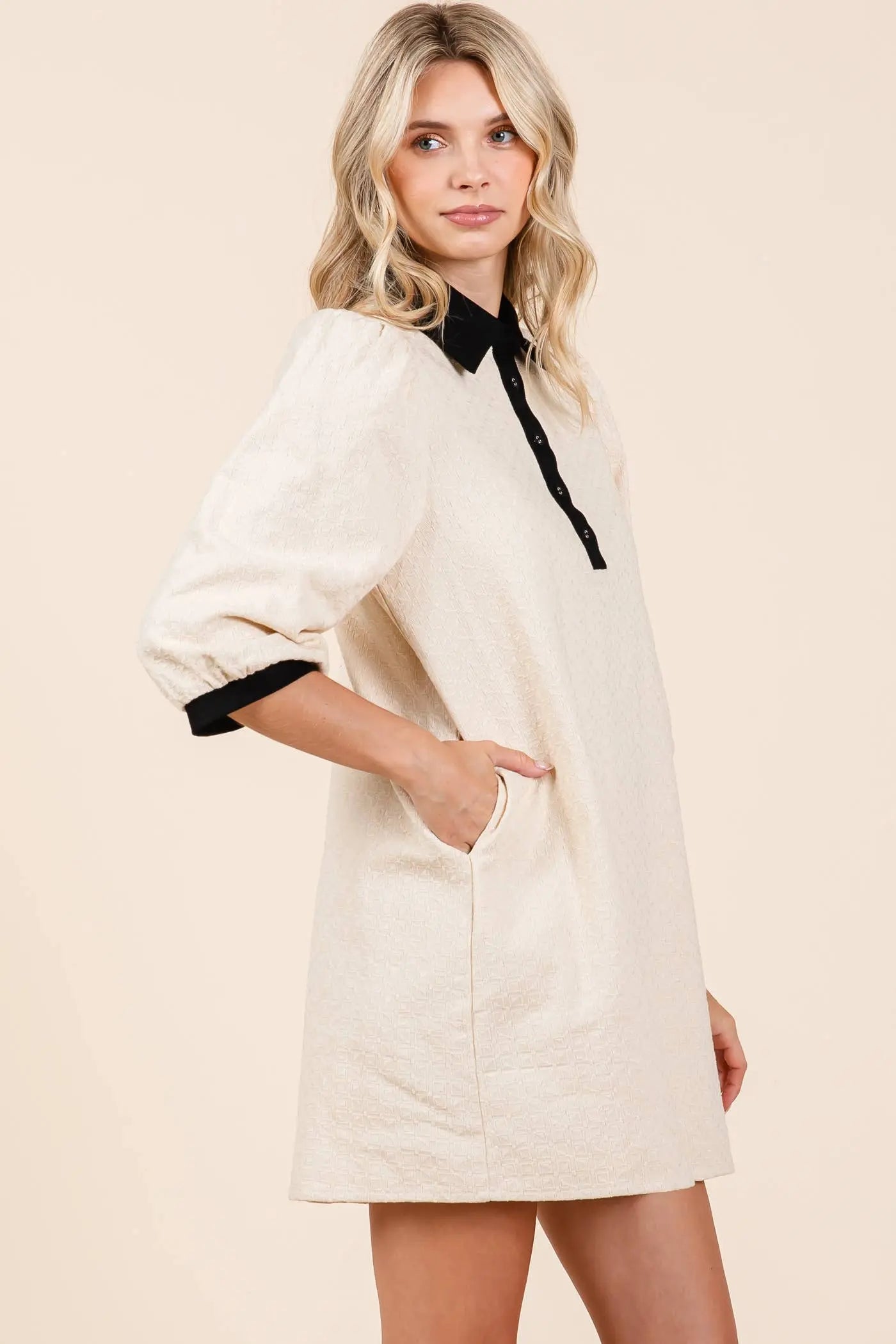 Adeline Textured Mini Dress - Dresses