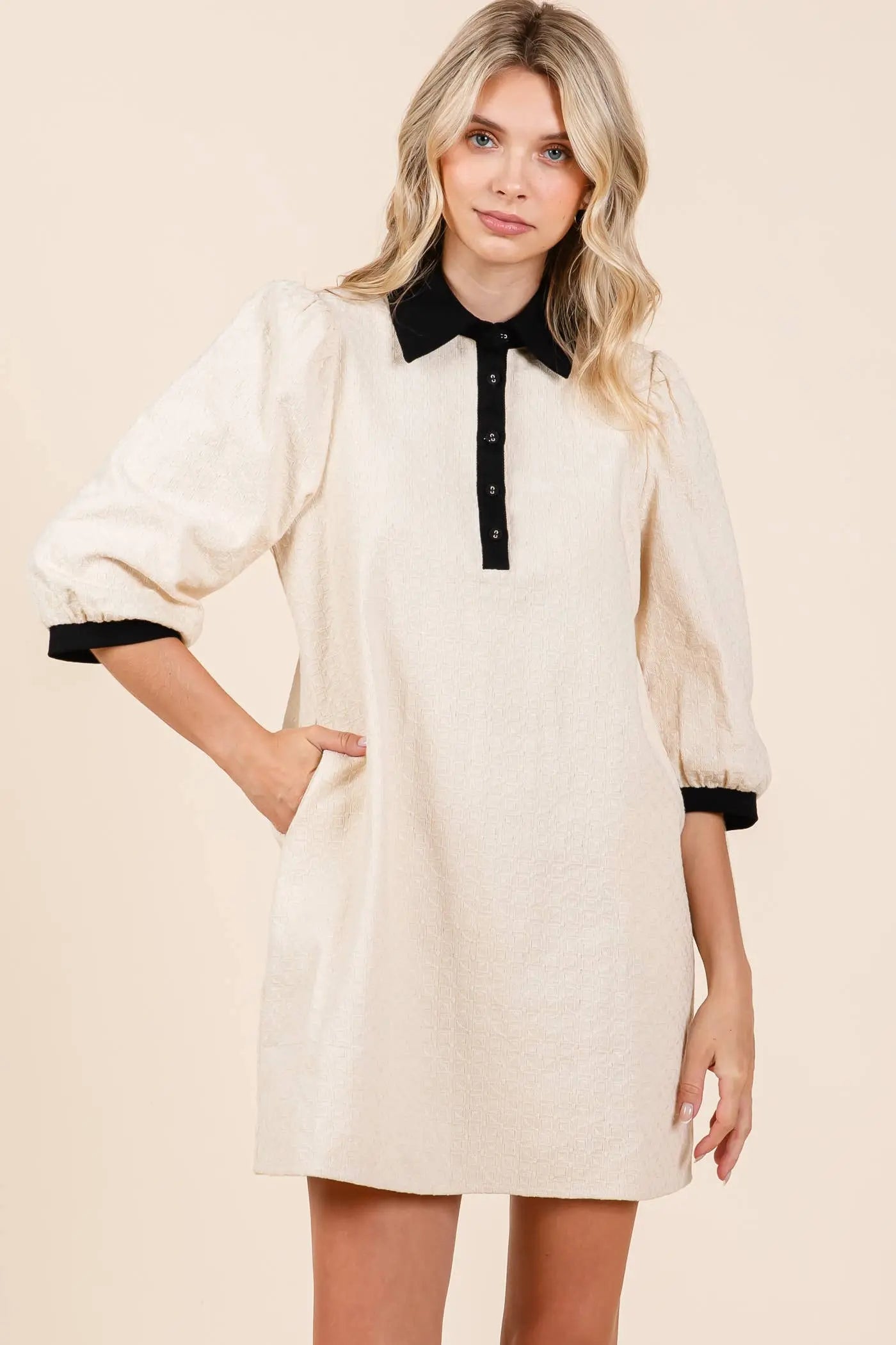 Adeline Textured Mini Dress - Dresses
