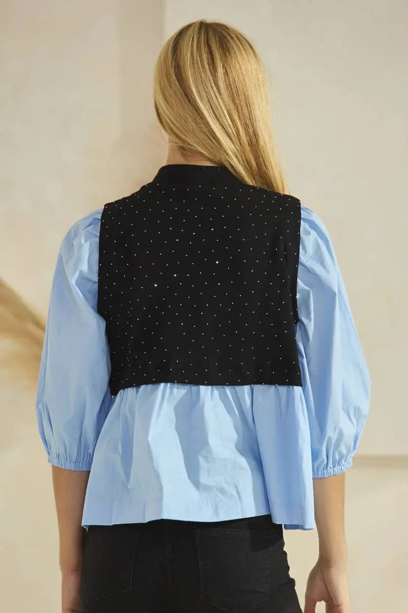 Amelia Mock Neck Poplin Blouse - Blouses