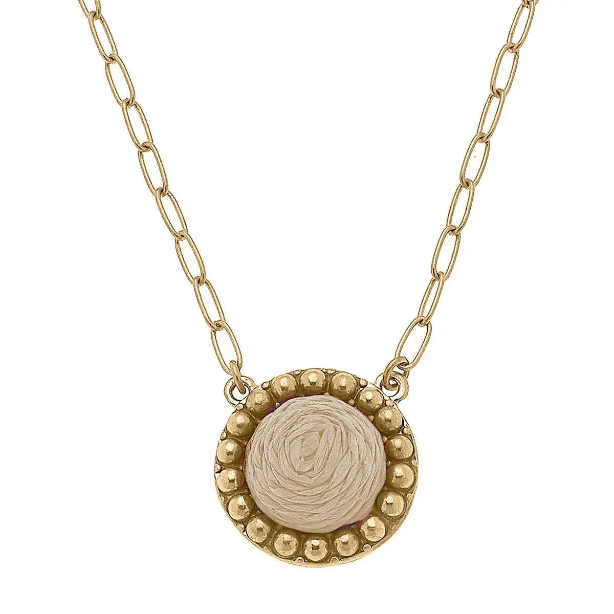 Aruba Raffia Disc Necklace - Jewelry