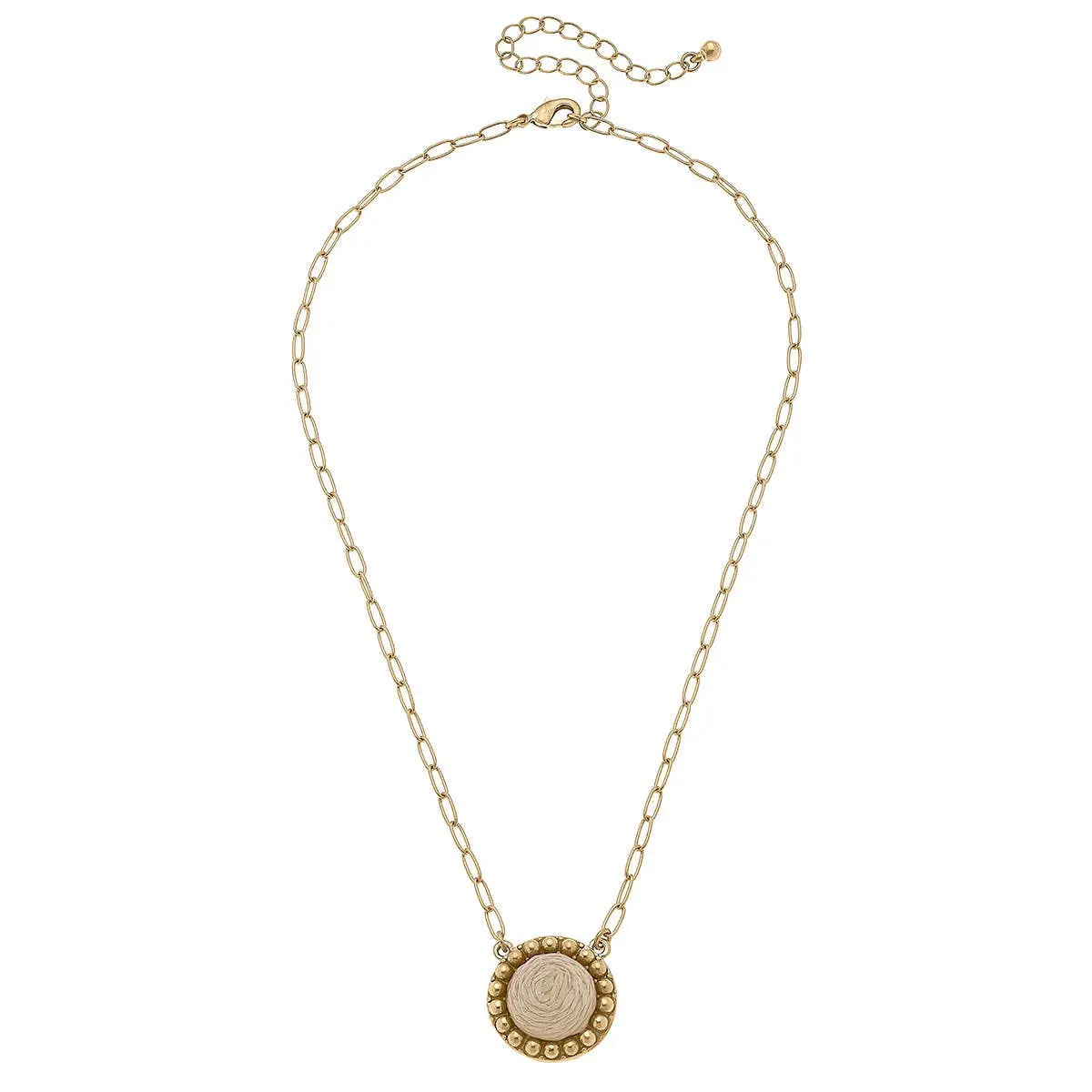 Aruba Raffia Disc Necklace - Jewelry