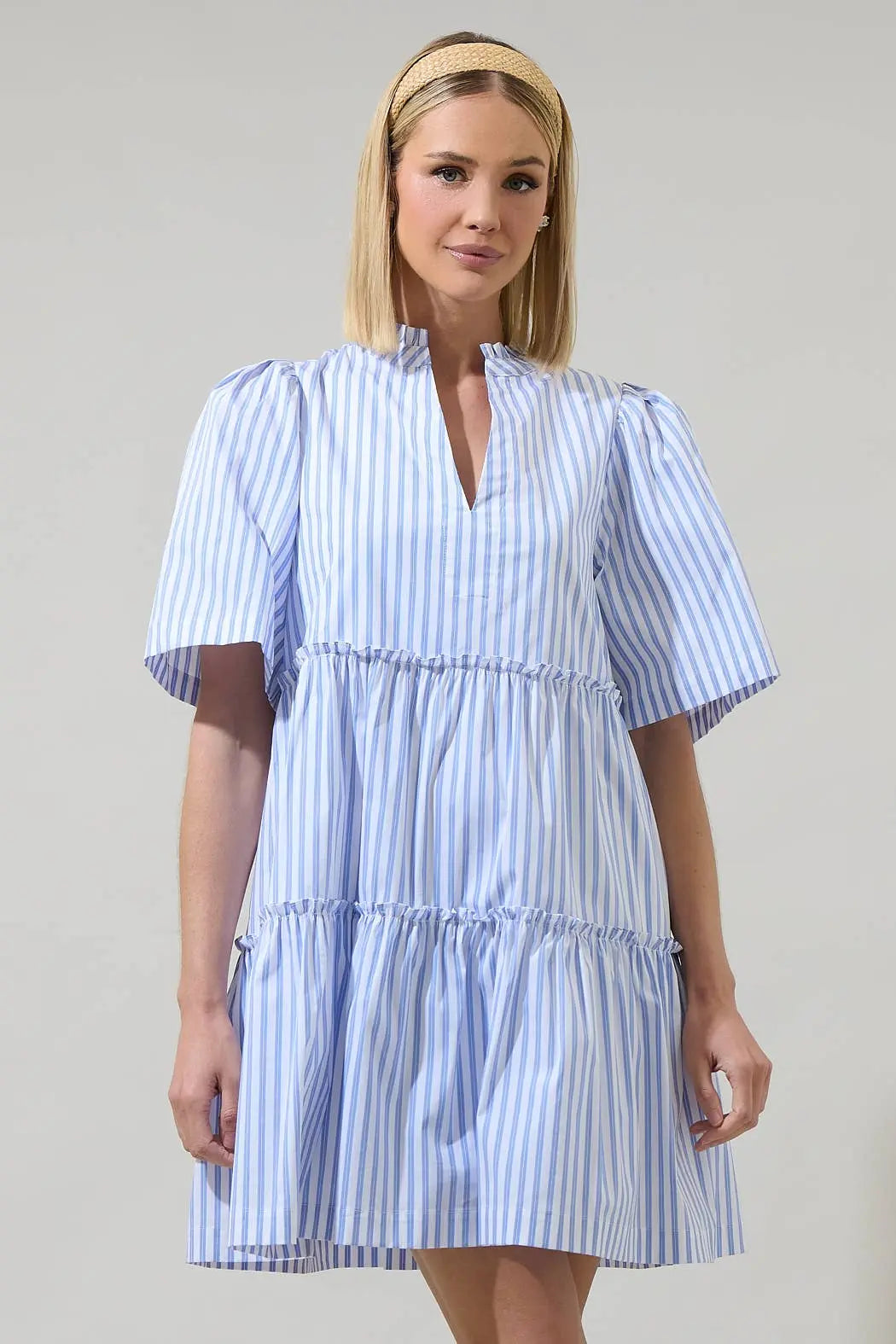 Boe Striped Dixie Split Neck Shift Dress - Dresses
