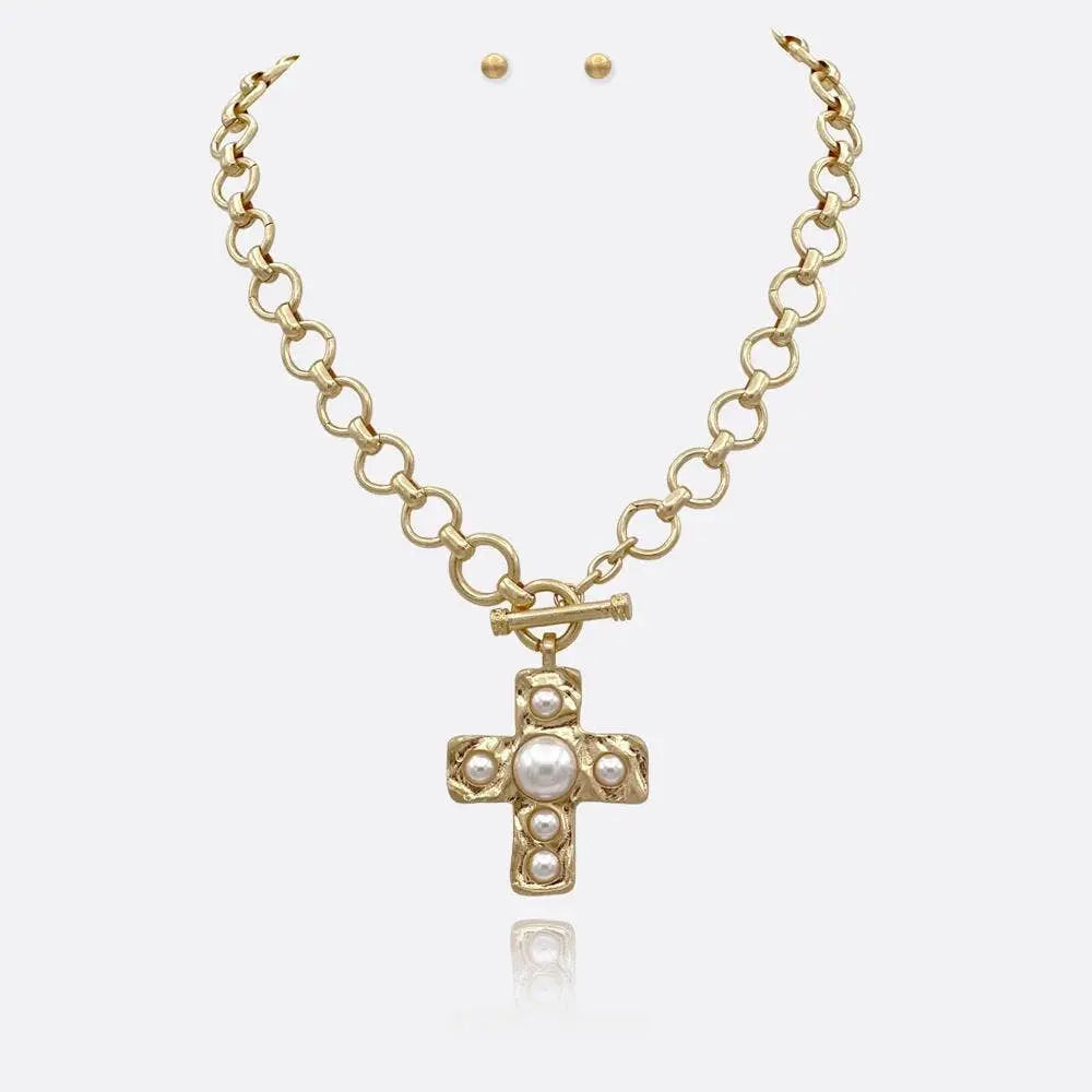 Bold Cross Necklace – Faceted Stone Alice & Elizabeth
