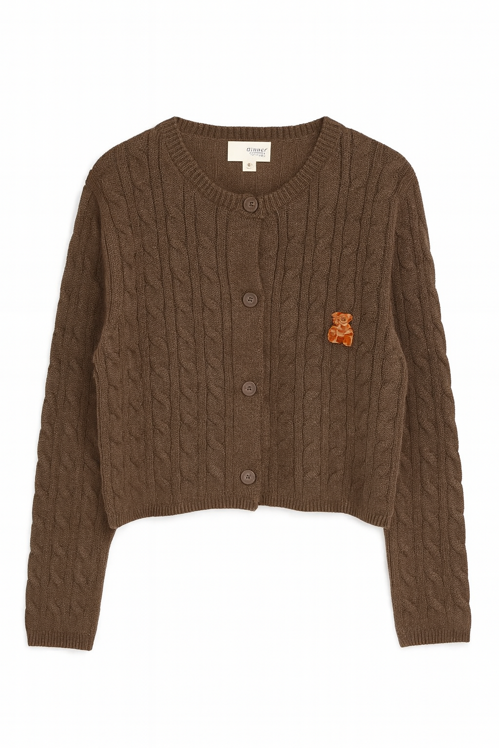 Teddy Embroidered Button-Down Cable Knit Cardigan Sunday Edition by LE LIS