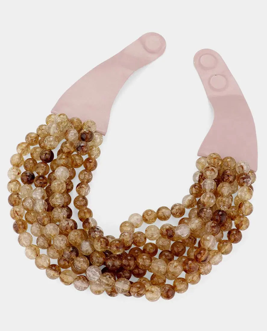 Chunky Beaded Faux Leather Necklace – Tan Alice & Elizabeth