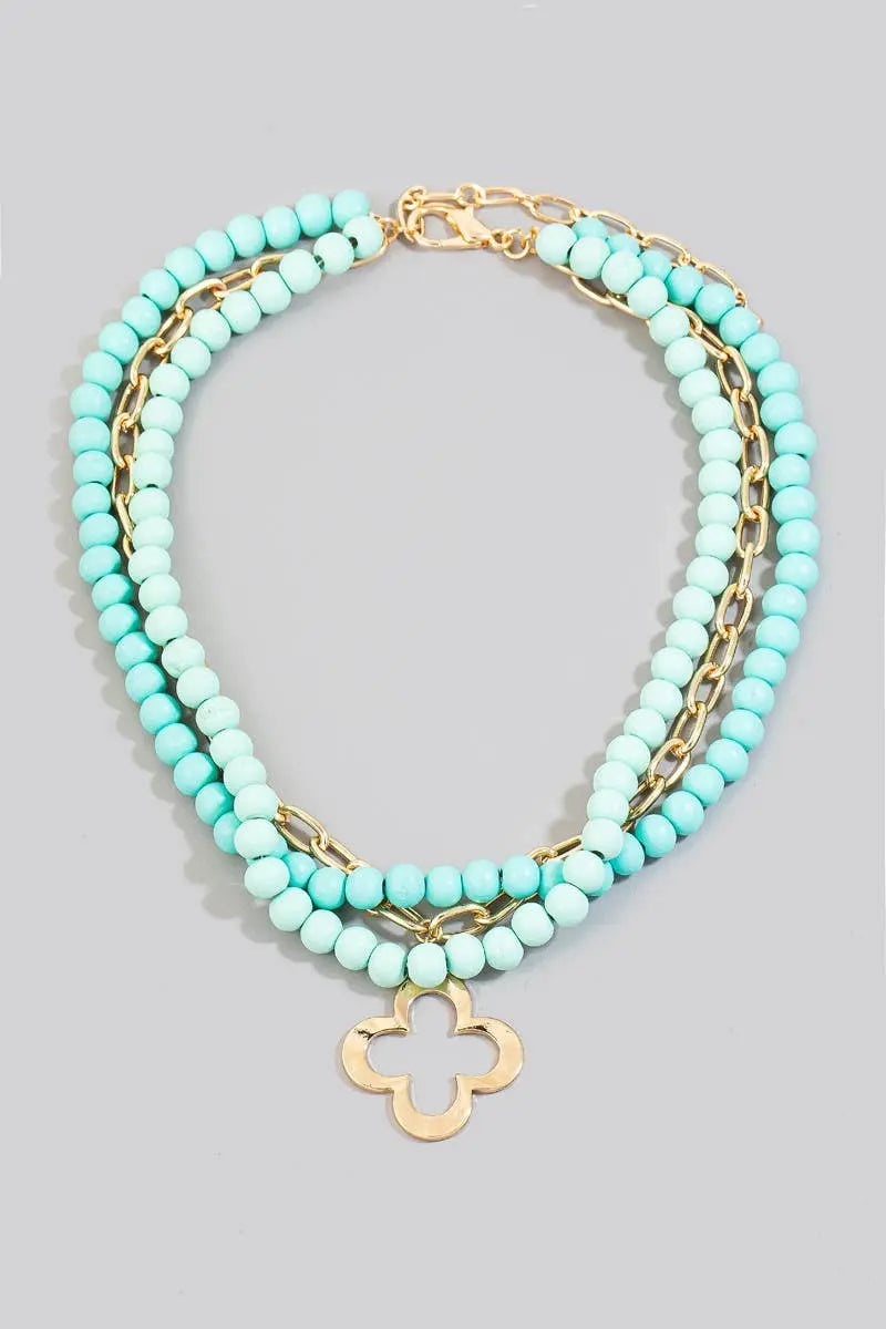 Clover Pendant Beaded Necklace – Mint Alice & Elizabeth