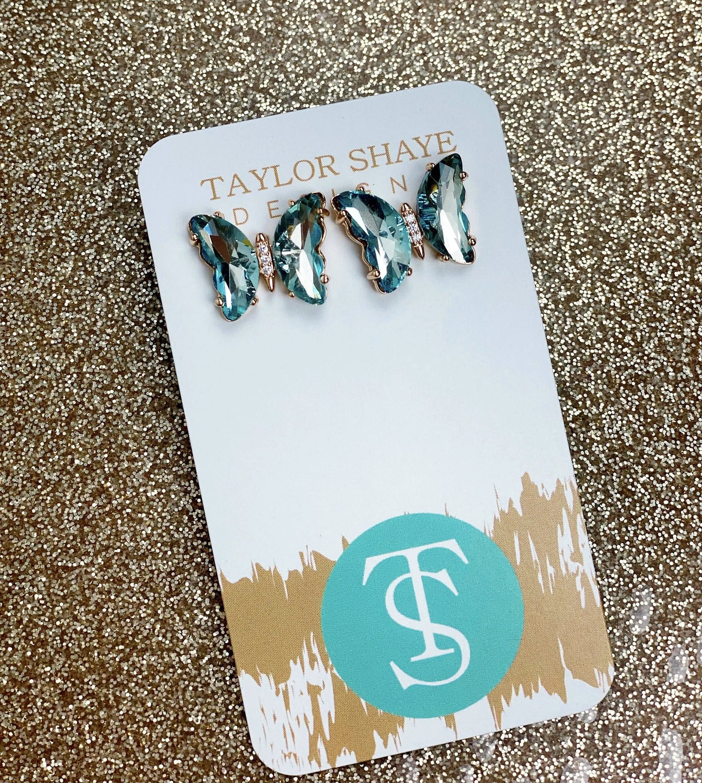 Crystal Butterfly Studs - Clear - Jewelry