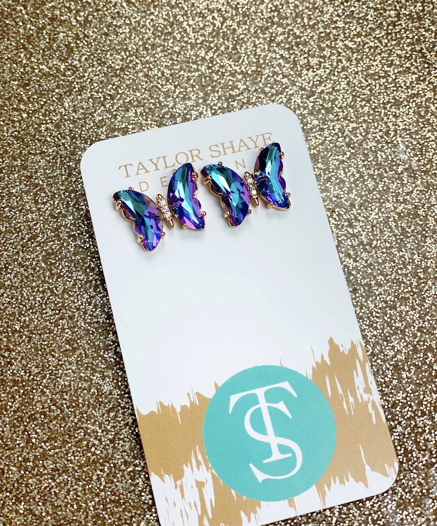 Crystal Butterfly Studs - Clear - Jewelry