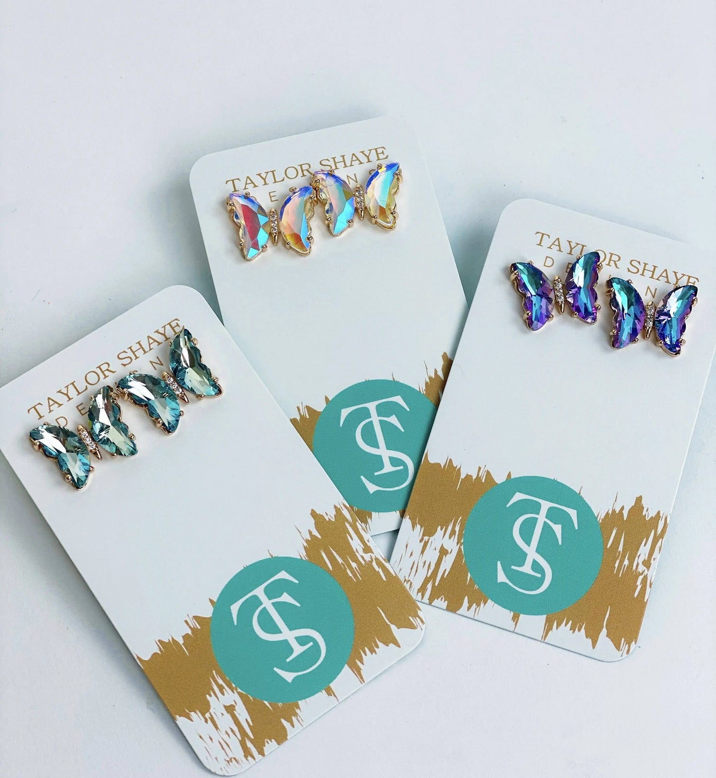 Crystal Butterfly Studs - Clear - Jewelry