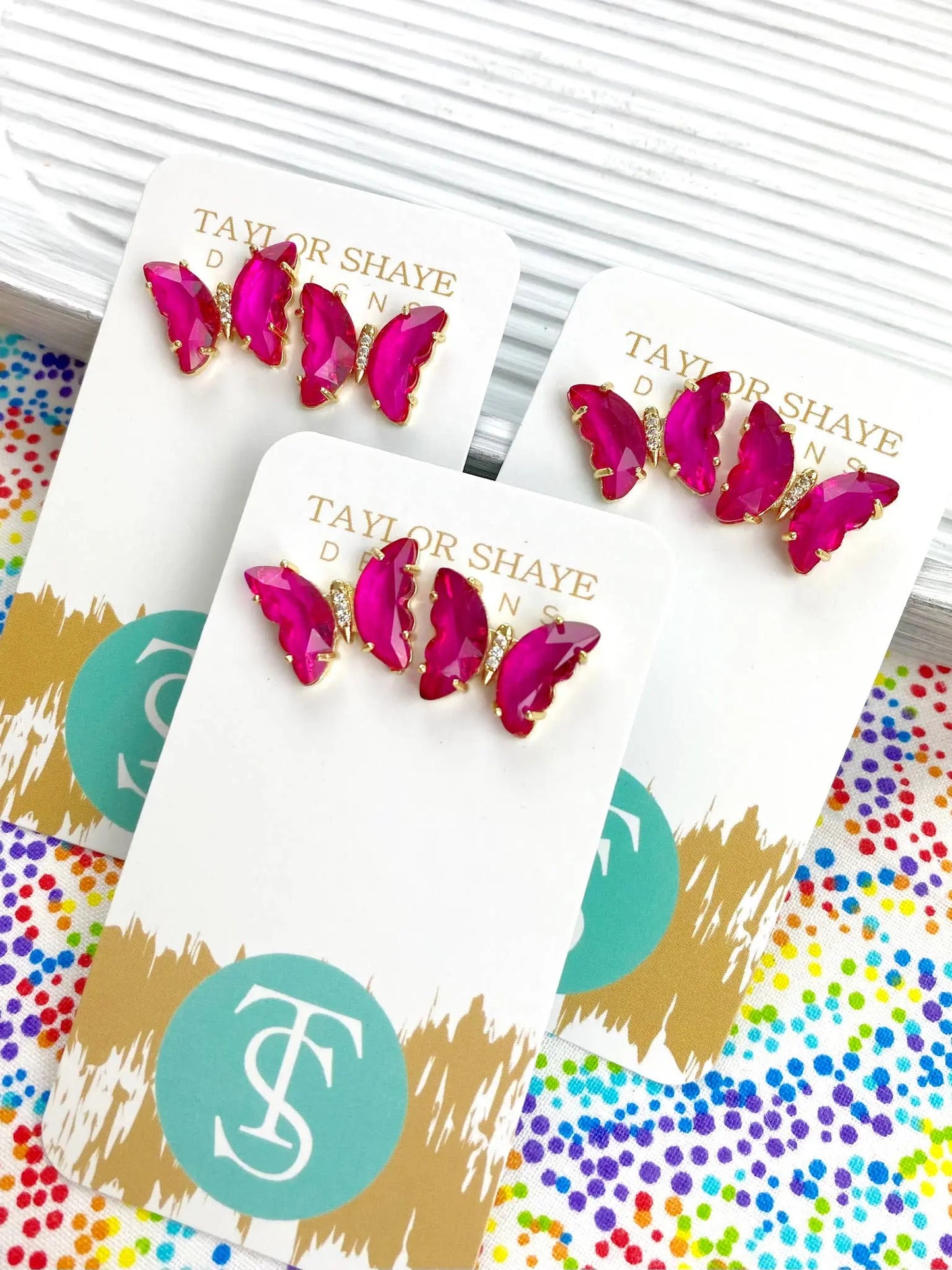 Crystal Butterfly Studs - Clear - Jewelry