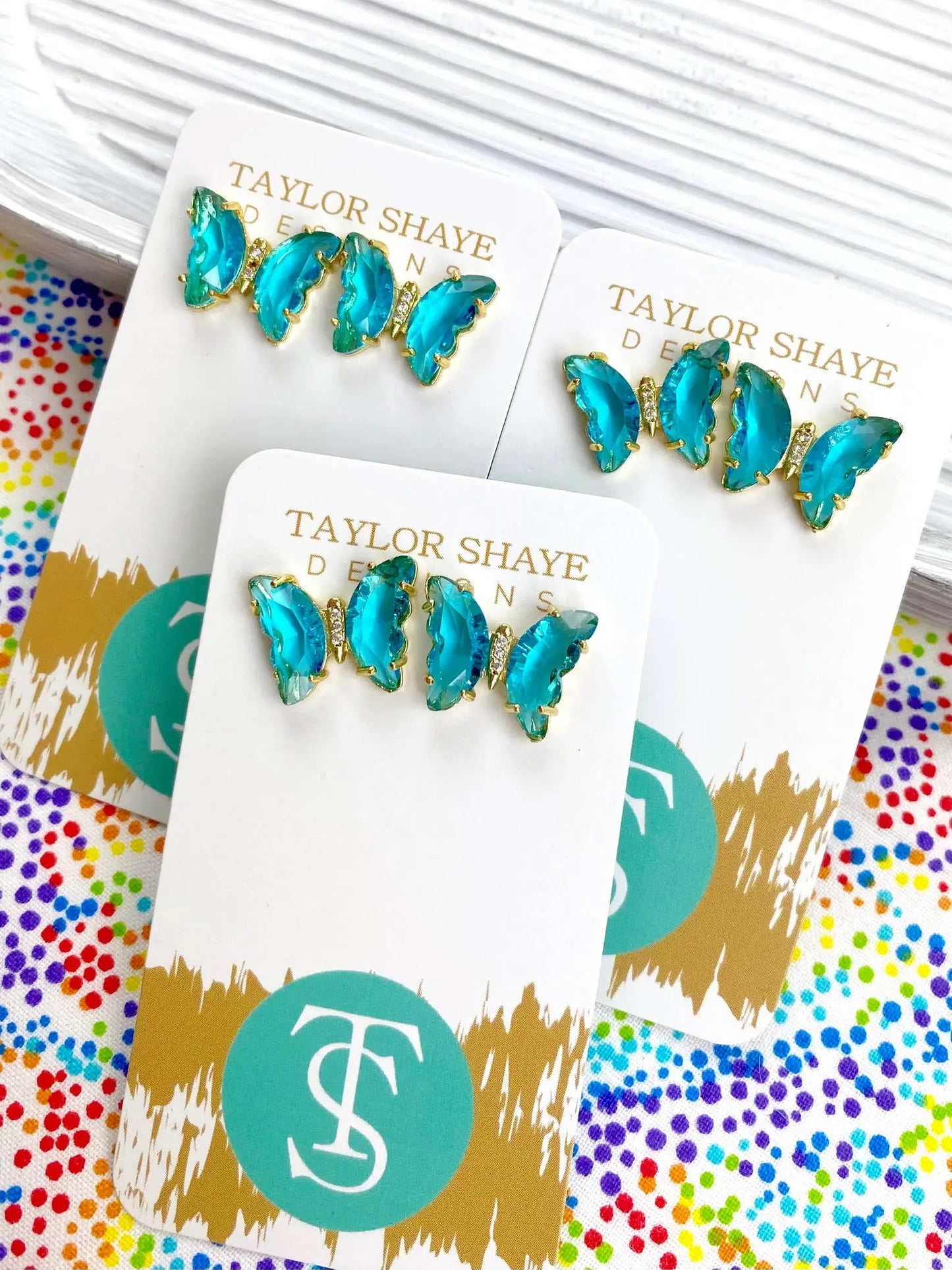 Crystal Butterfly Studs - Clear - Jewelry