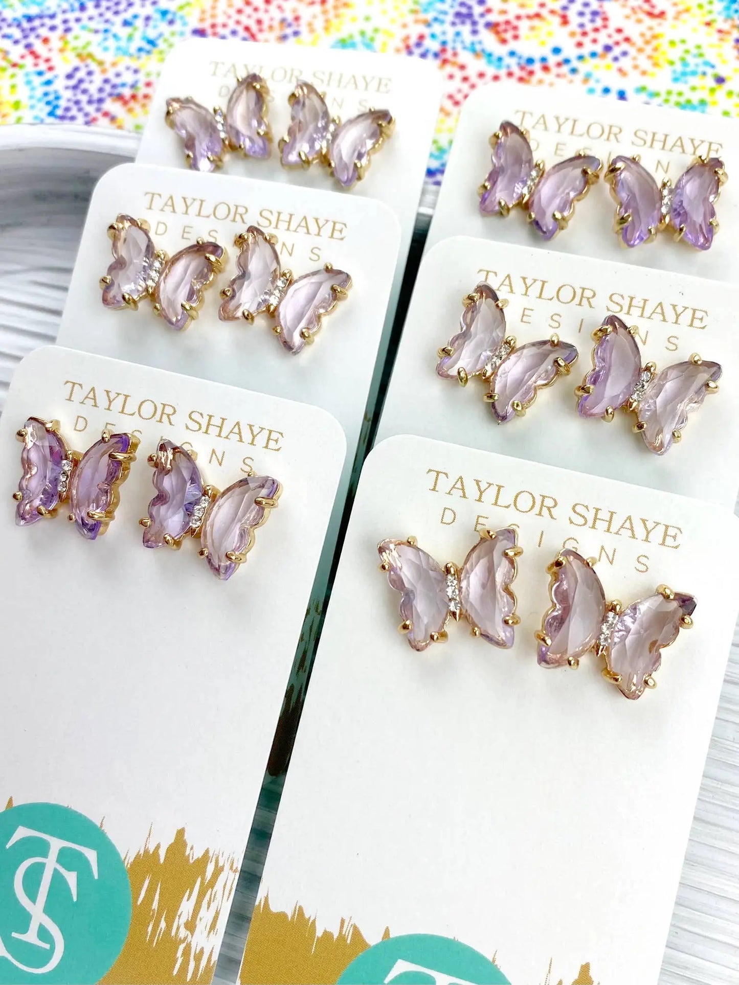 Crystal Butterfly Studs - Clear - Jewelry