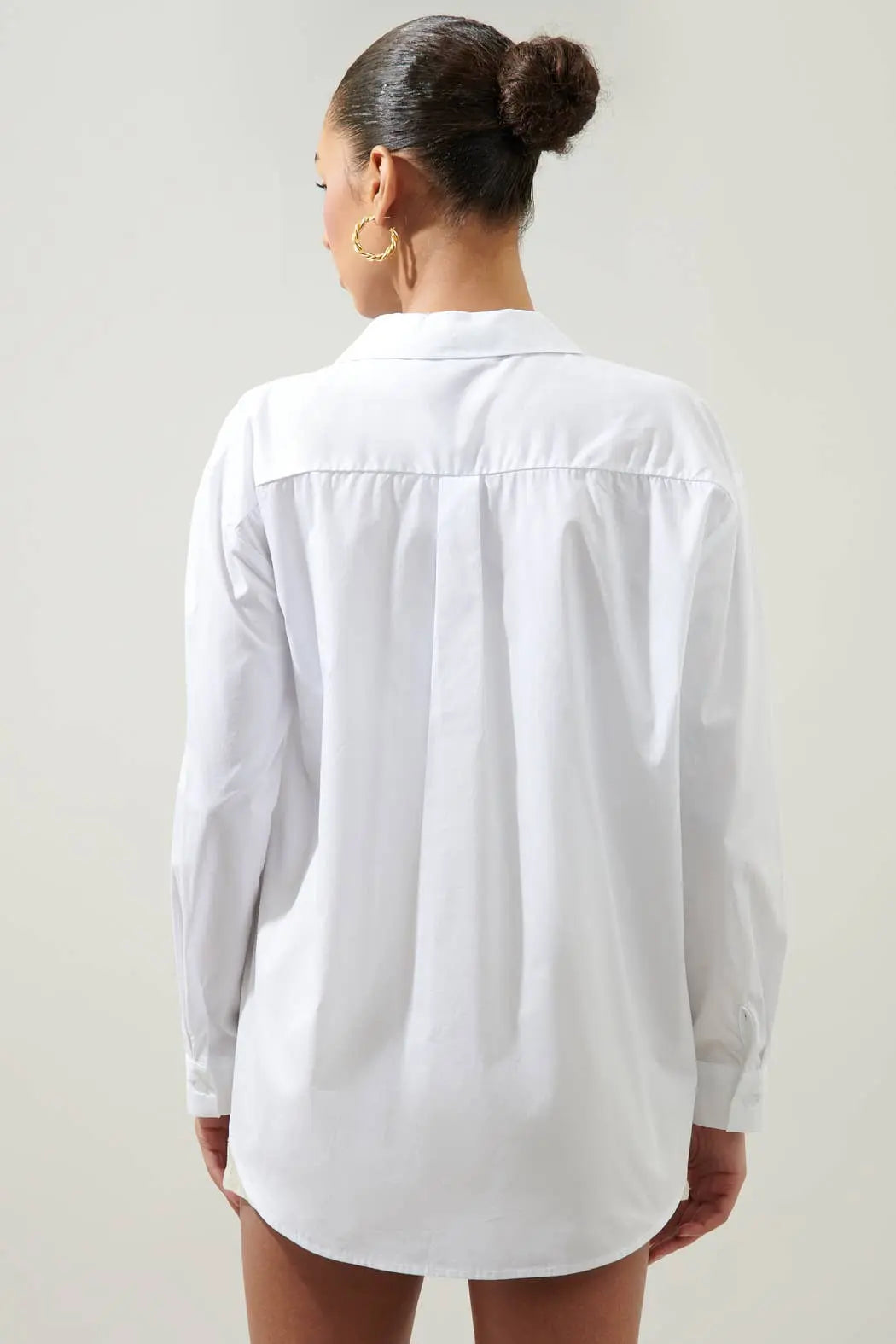 Elle Oversized Button-Down Shirt - Tops