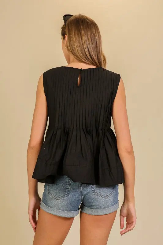 Emery Pleated Peplum Top - Tops
