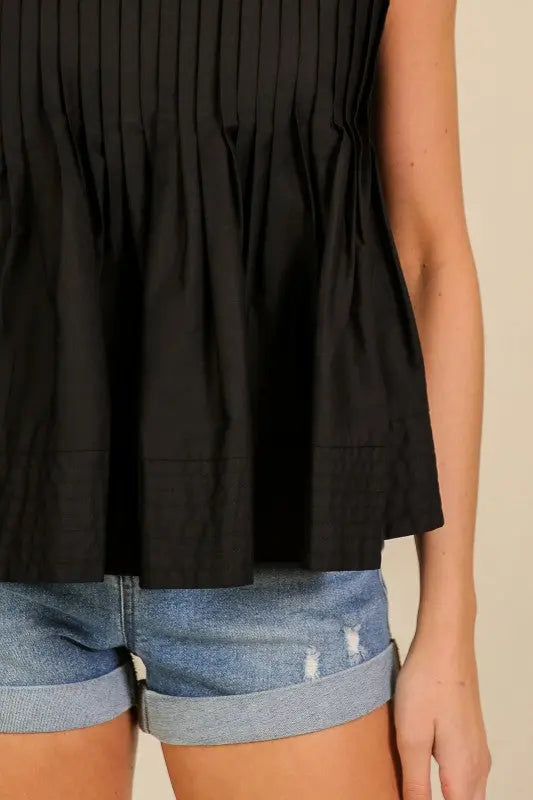 Emery Pleated Peplum Top - Tops