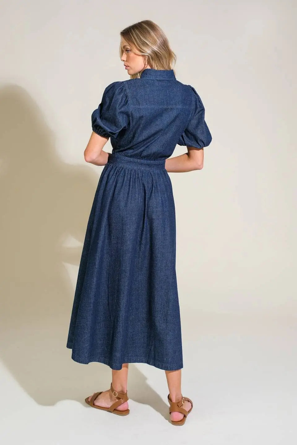 Emery Washed Denim Midi Dress - Dresses