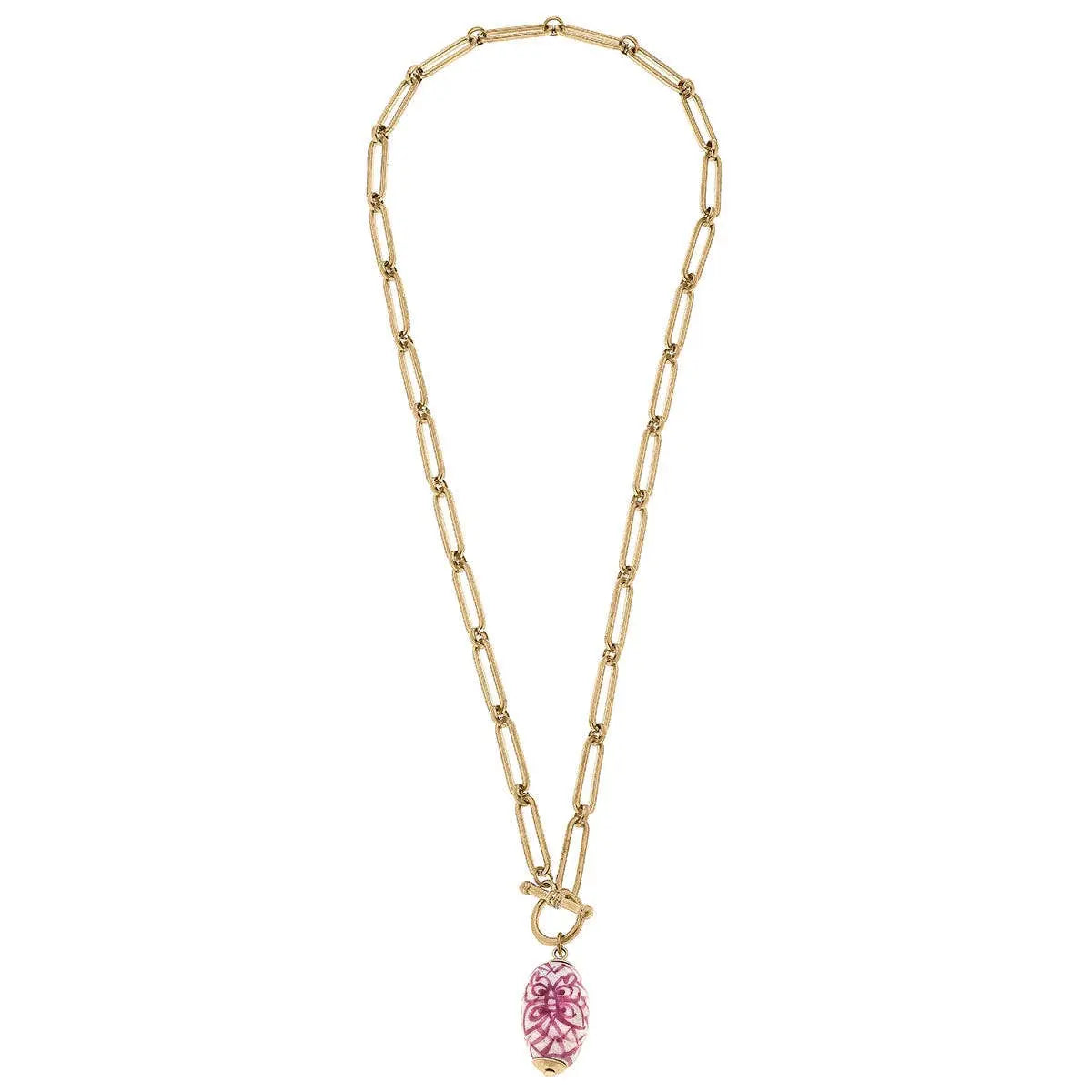 Evelyn Chinoiserie T-Bar Necklace - Jewelry